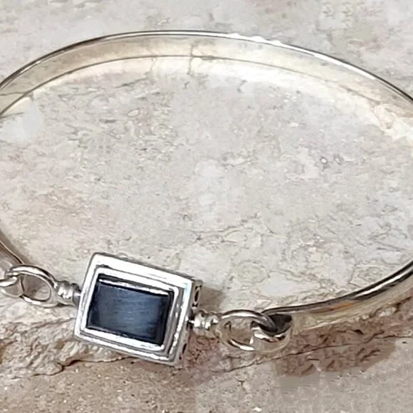 Onyx Gemstone & 925 Sterling Silver Filigree Reversible Bracelet - Picture 4 of 9